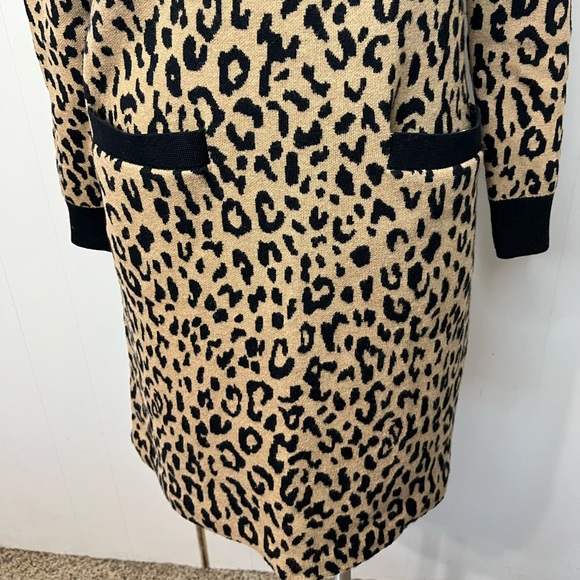 J.Crew merino wool blend sweater dress leopard print brown and black size small - Picture 3 of 10